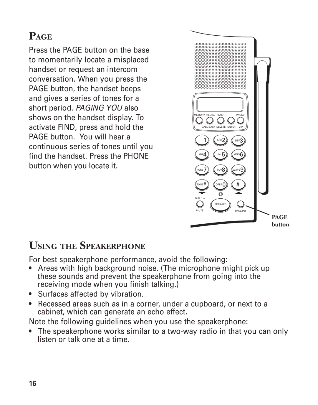 GE 2-9774 manual Using the Speakerphone 