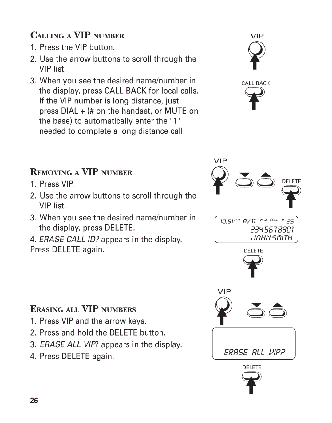 GE 2-9774 manual Erase ALL VIP? 