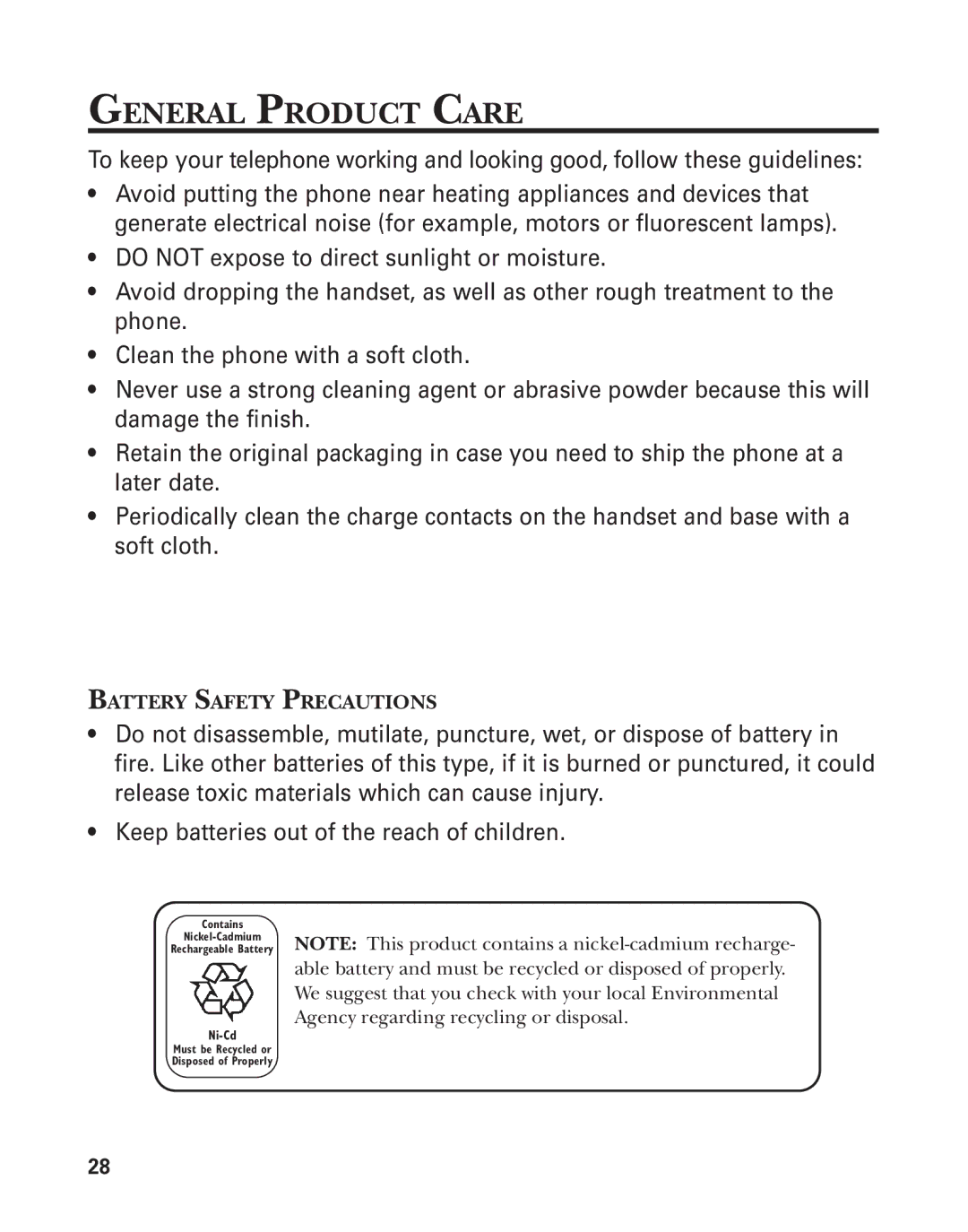 GE 2-9774 manual General Product Care 