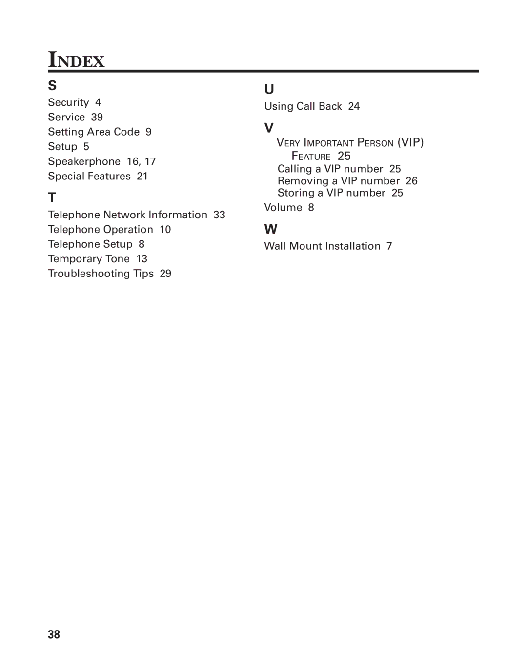 GE 2-9774 manual Very Important Person VIP Feature 