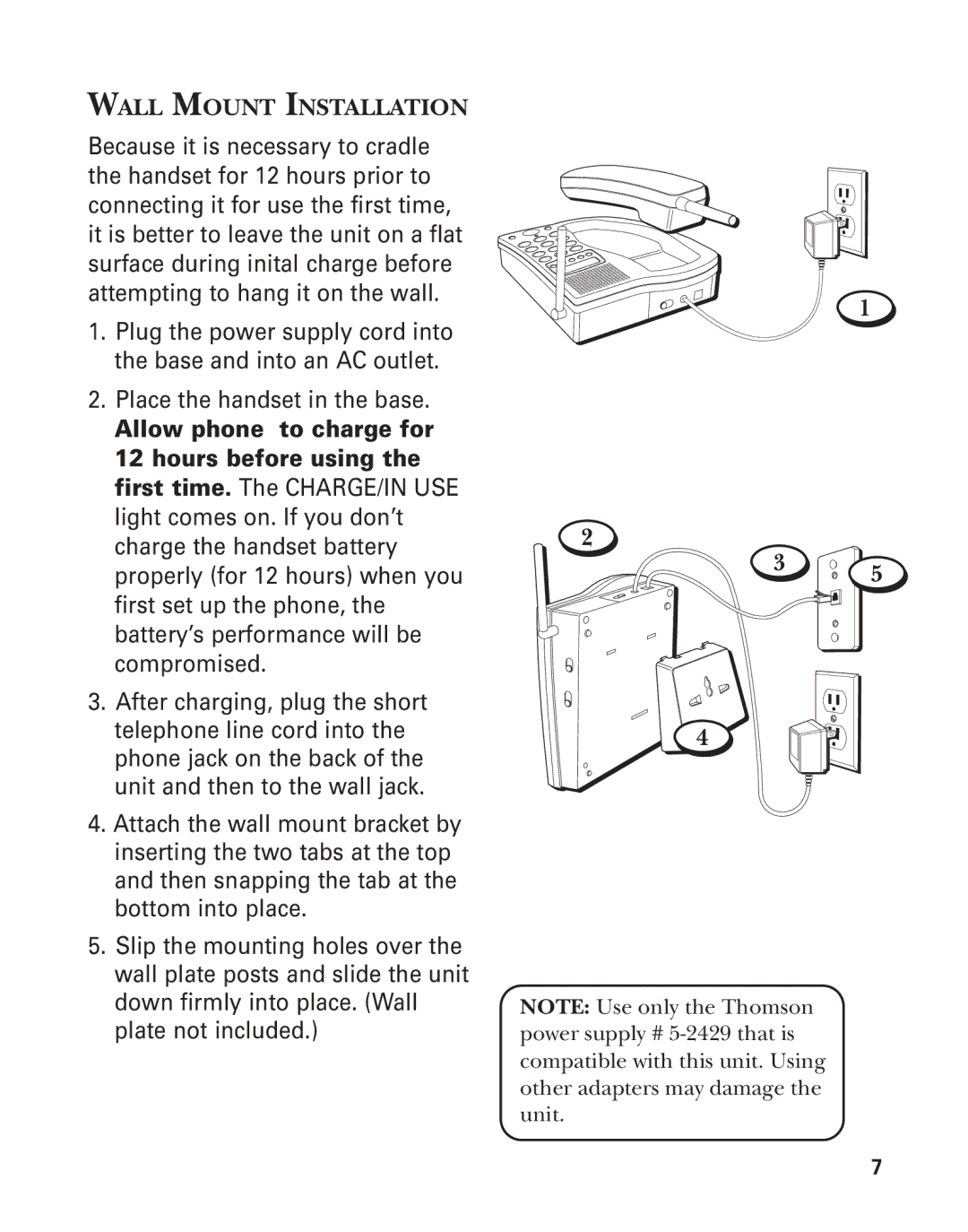 GE 2-9774 manual Wall Mount Installation 