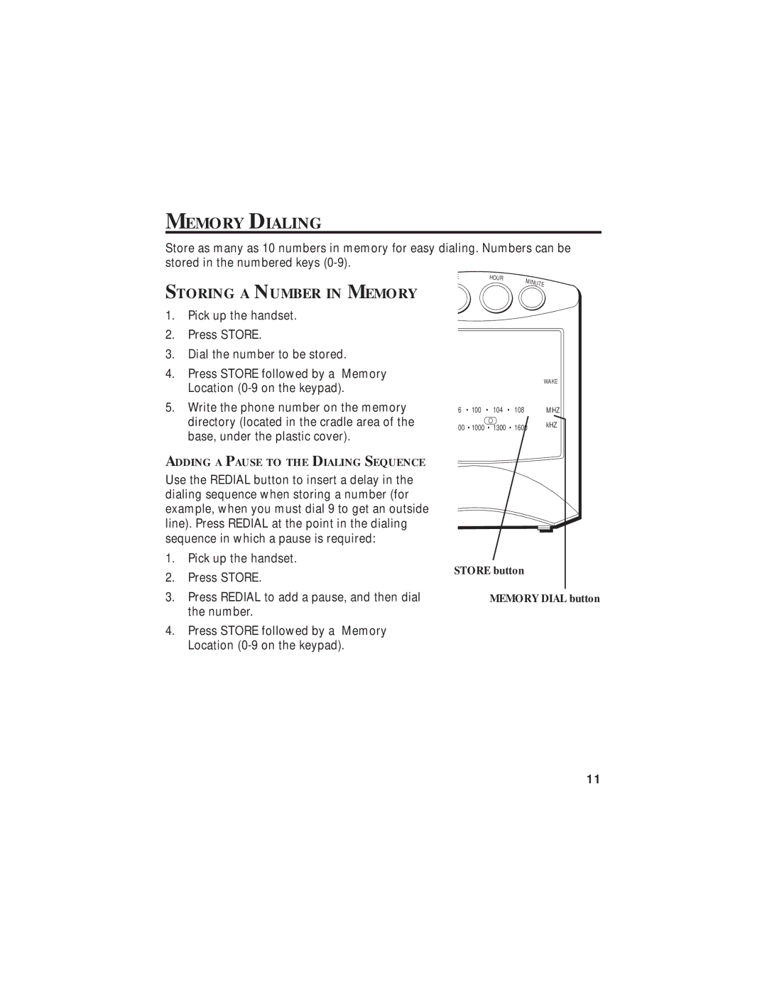 GE 2-9827 manual Memory Dialing, Storing a Number in Memory 