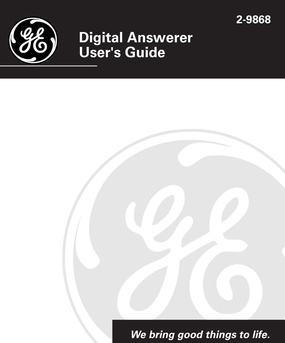 GE 2-9868 manual Digital Answerer Users Guide 