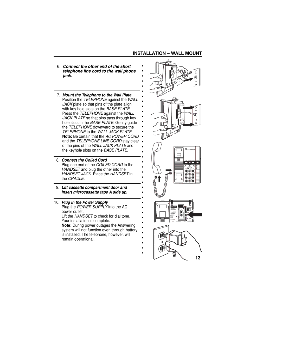 GE 2-9892 manual Installation Wall Mount, Answerphone 