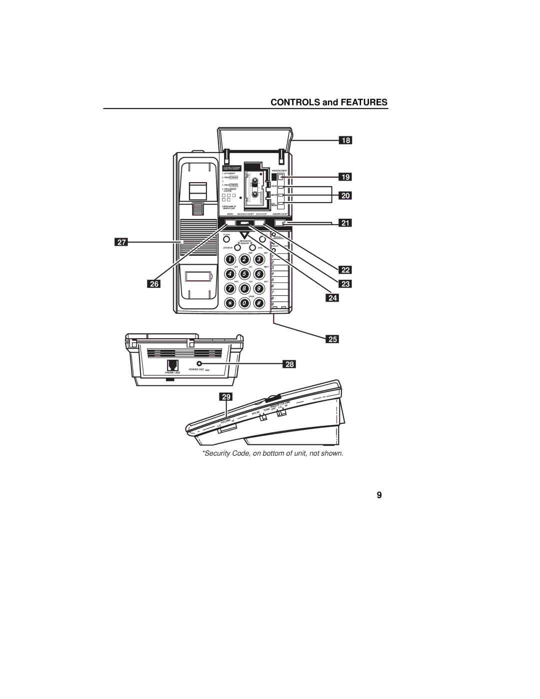 GE 2-9892 manual Security Code, on bottom of unit, not shown 