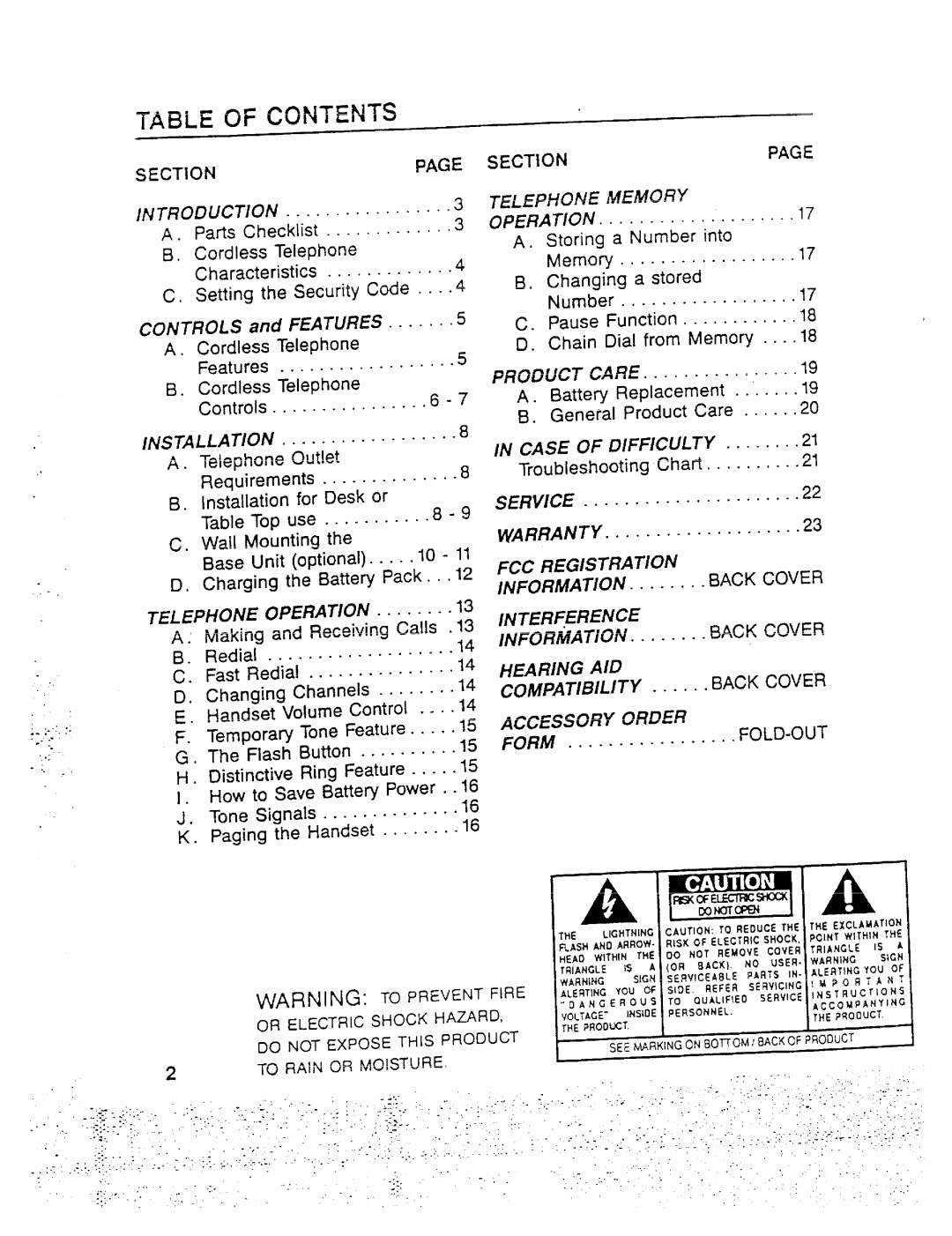 GE 2-9910 manual Table of Contents 