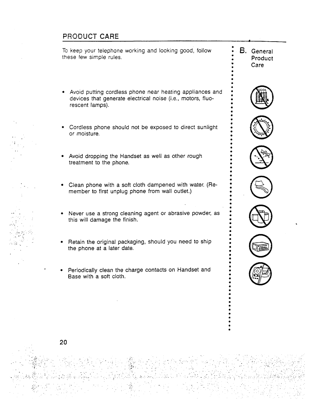 GE 2-9910 manual Genera Product Care 