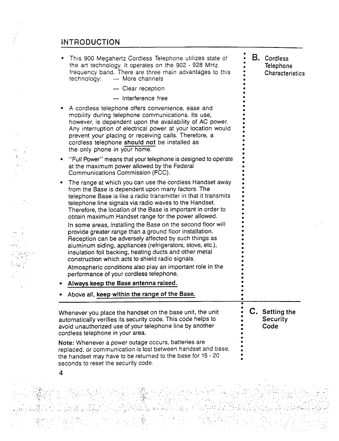 GE 2-9910 manual Security, Code 