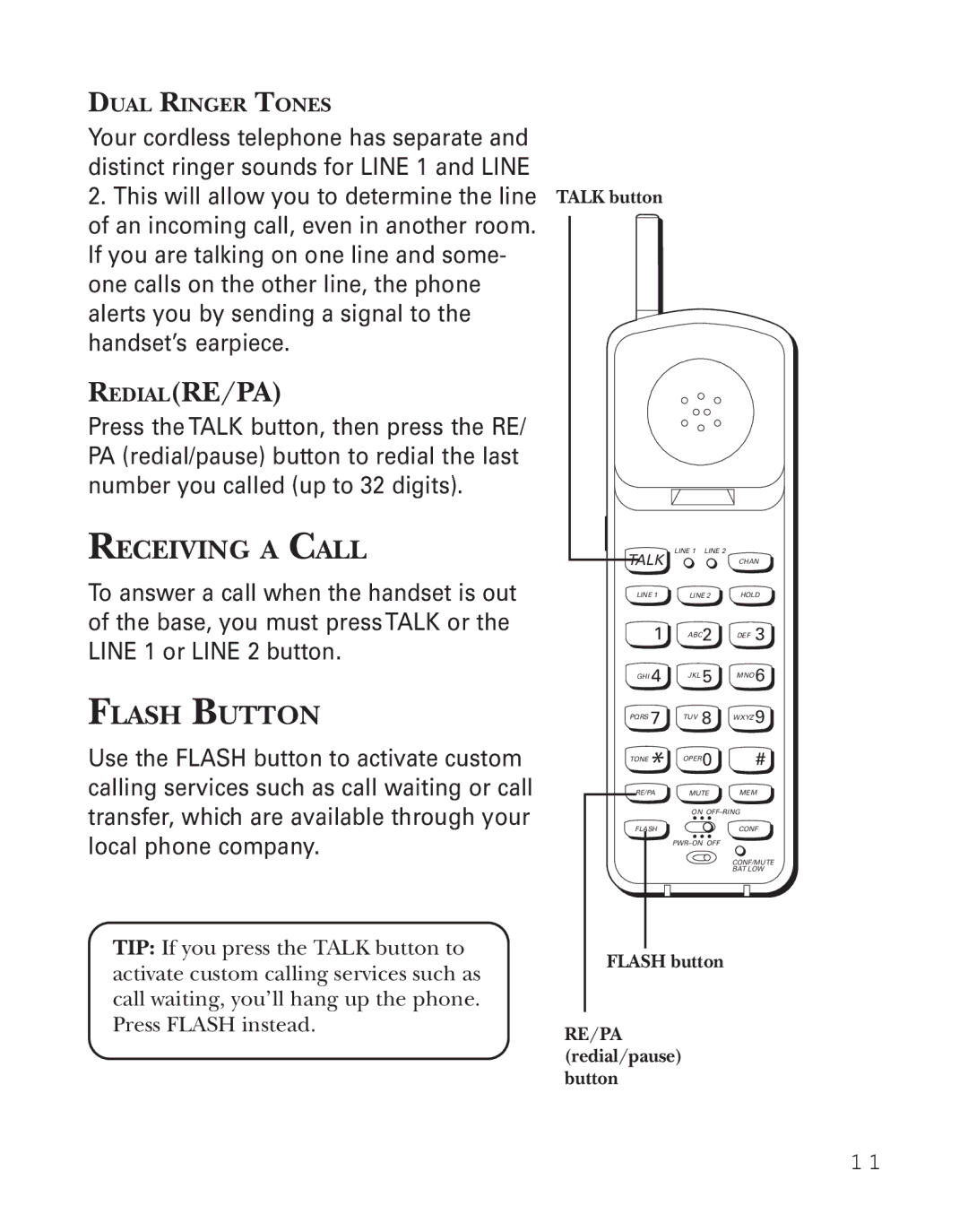 GE 2-9926 manual Receiving a Call, Flash Button 