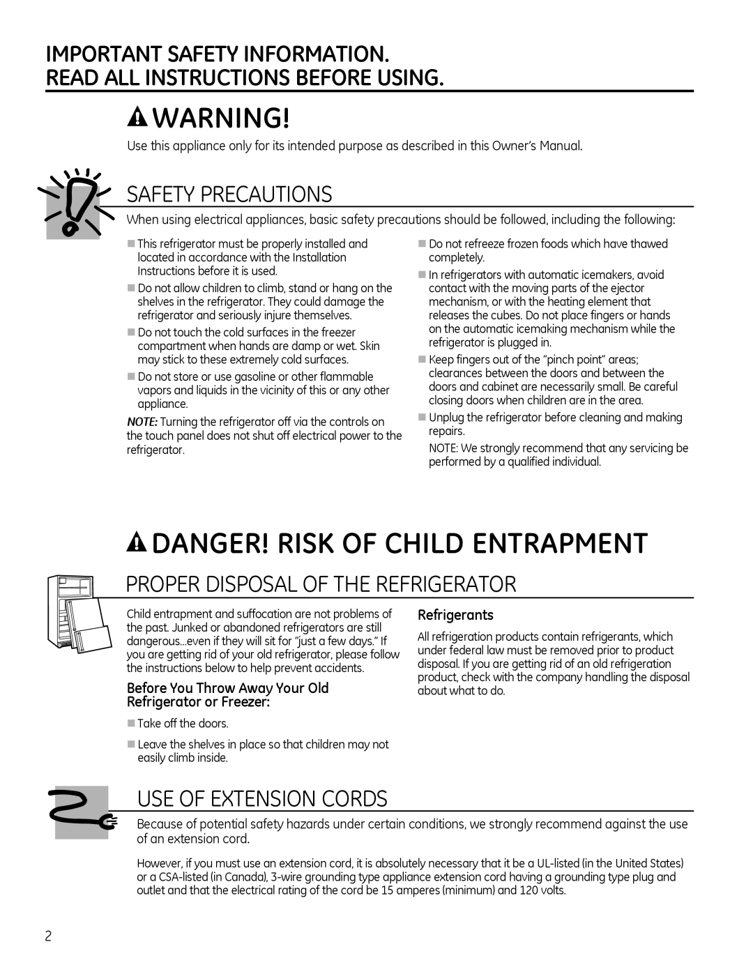 GE 20, 22 manuel dutilisation Safety Precautions 