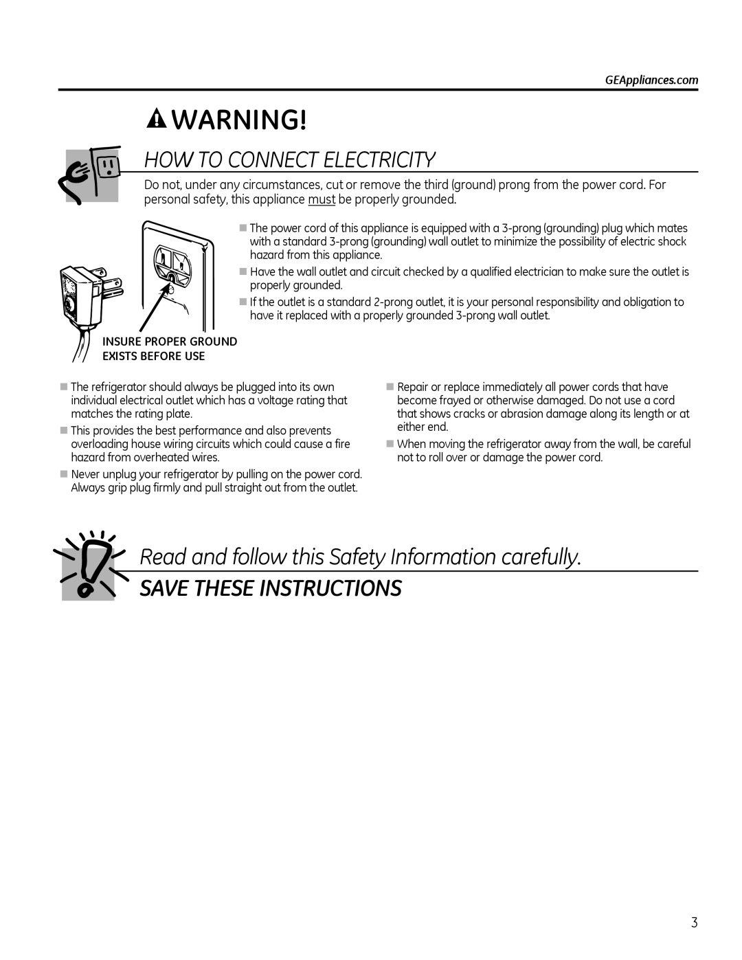 GE 22, 20 manuel dutilisation HOW to Connect Electricity, GEAppliances.com 