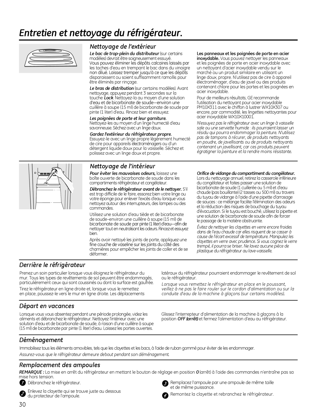 GE 20, 22 manuel dutilisation Entretien et nettoyage du réfrigérateur 