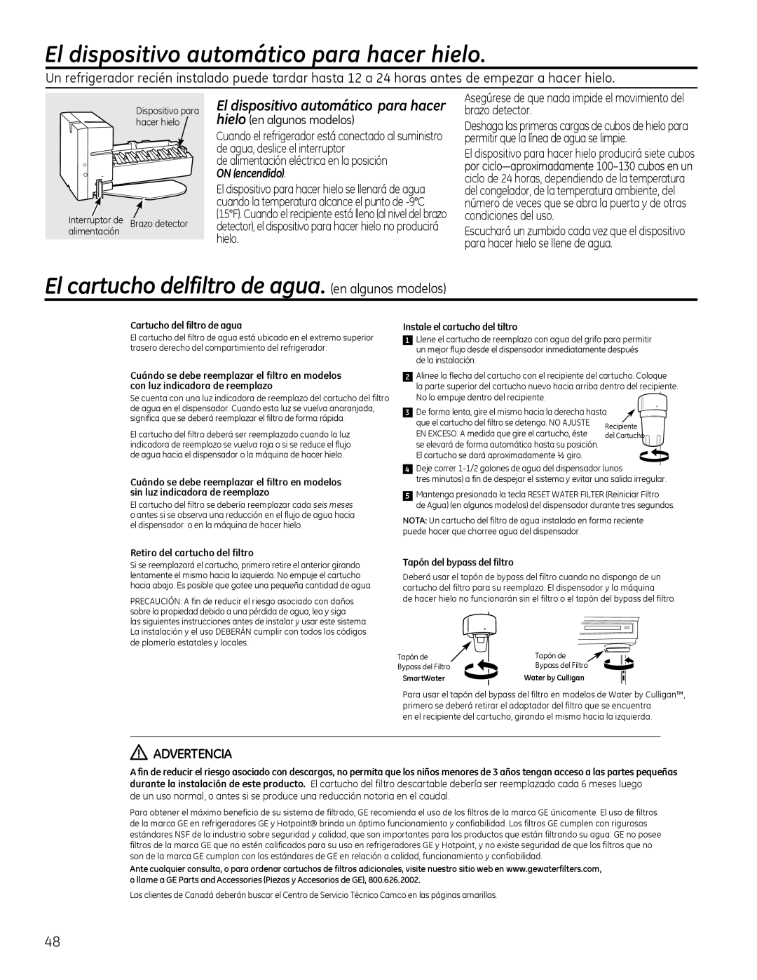 GE 20, 22 manuel dutilisation Advertencia 