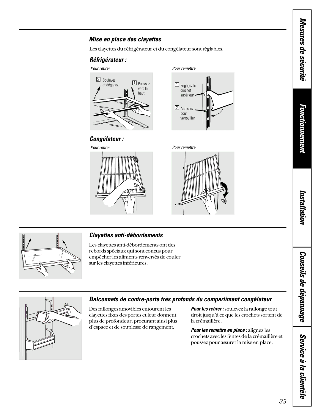 GE 20-27 owner manual Sécurité, Mesures de 