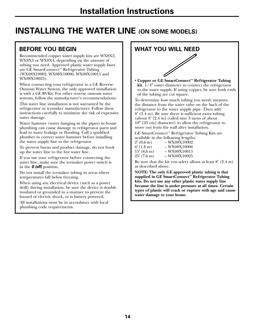 GE 200D2463P002 installation instructions Installing the Water Line on Some Models, Before YOU Begin, What YOU will Need 