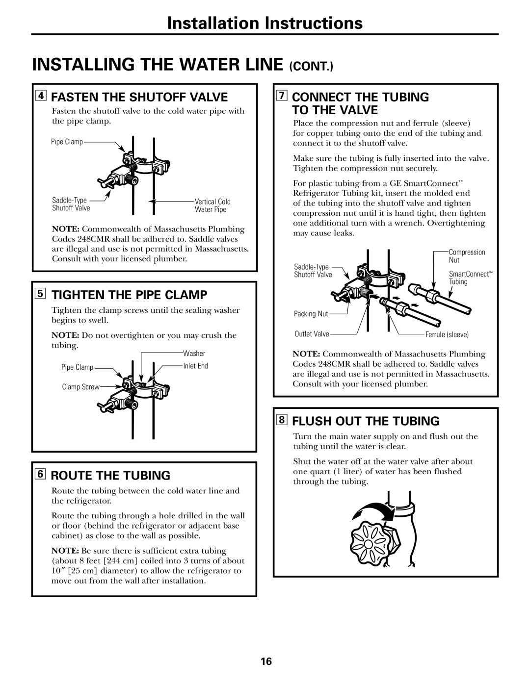 GE 200D2463P002 installation instructions Installing the Water Line 