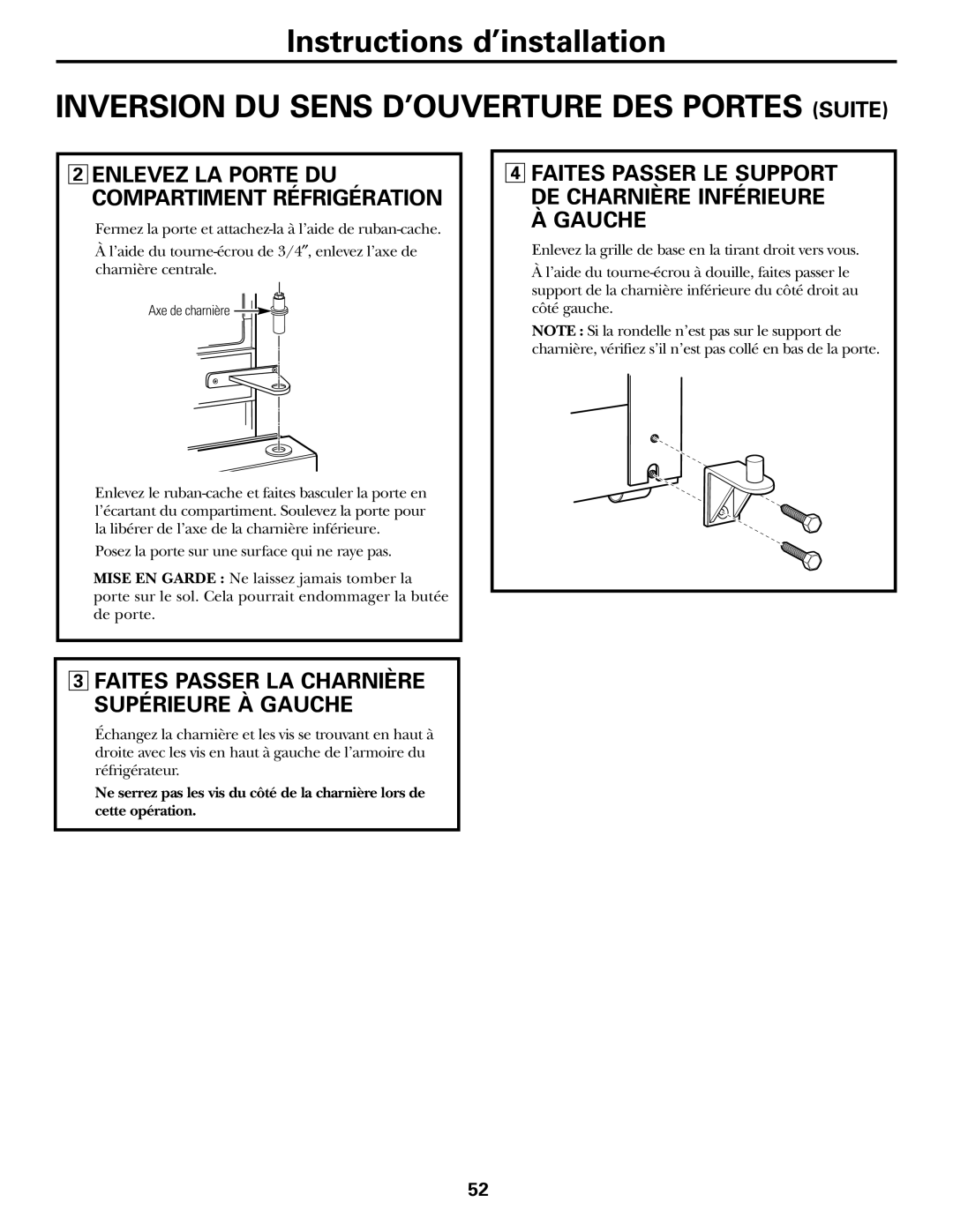 GE 200D2463P002 Inversion DU Sens D’OUVERTURE DES Portes Suite, Faites Passer LE Support DE Charnière Inférieure À Gauche 