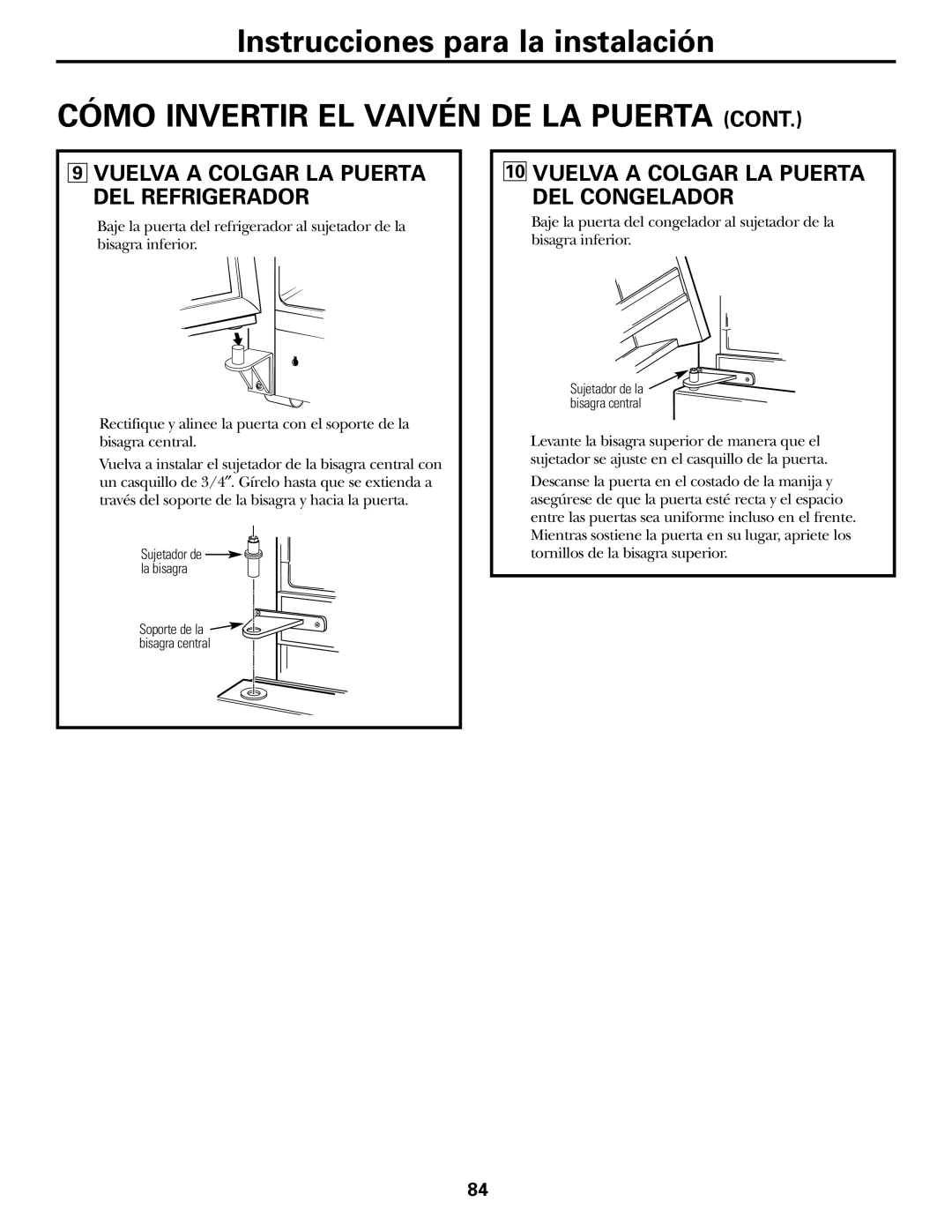 GE 200D2463P002 Vuelva a Colgar LA Puerta DEL Refrigerador, Vuelva a Colgar LA Puerta DEL Congelador 