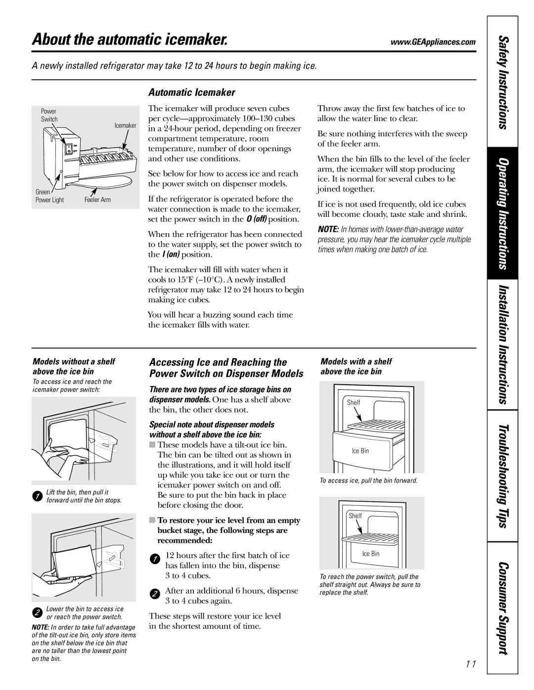 GE 200D26000P022 installation instructions About the automatic icemaker, Automatic Icemaker 