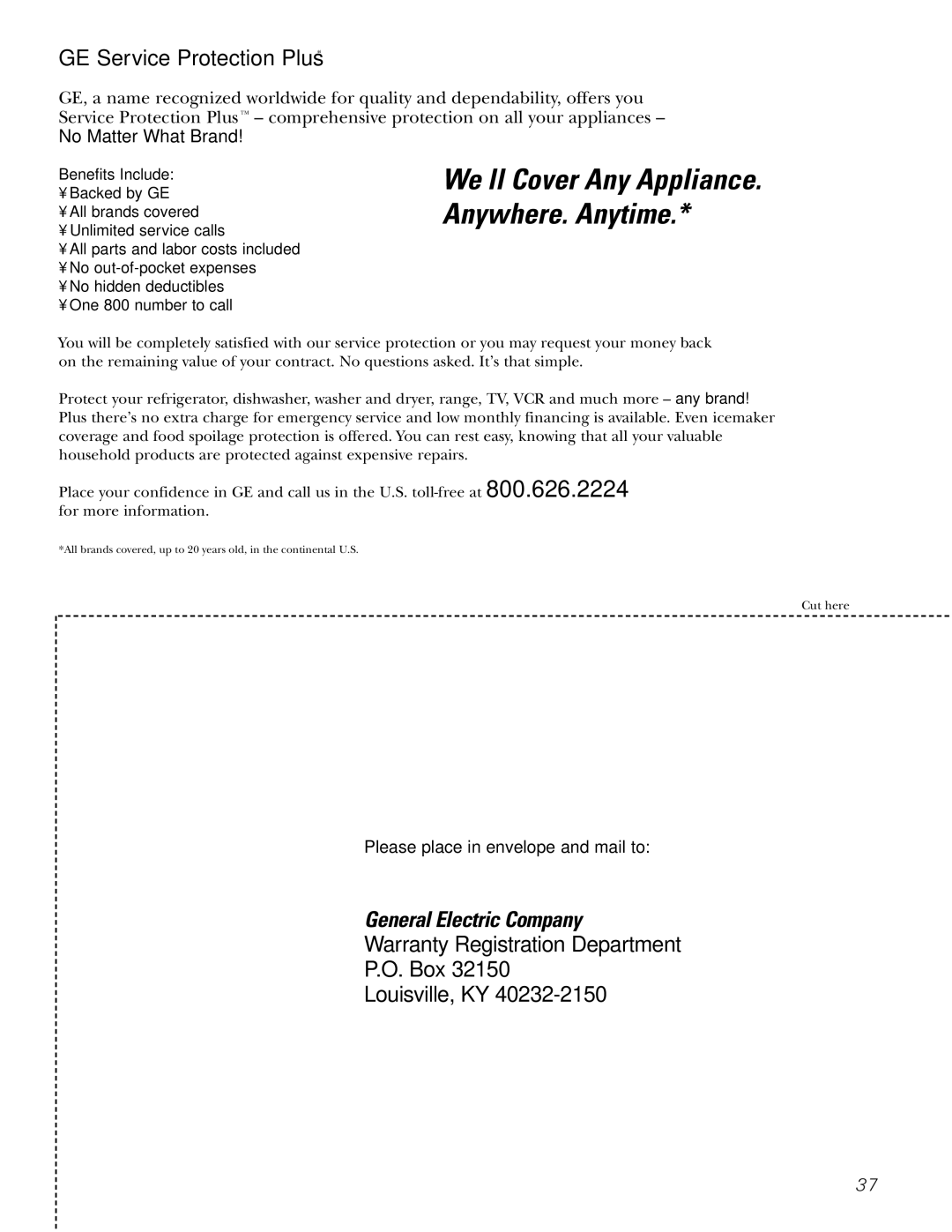 GE 200D26000P022 installation instructions We’ll Cover Any Appliance. Anywhere. Anytime 