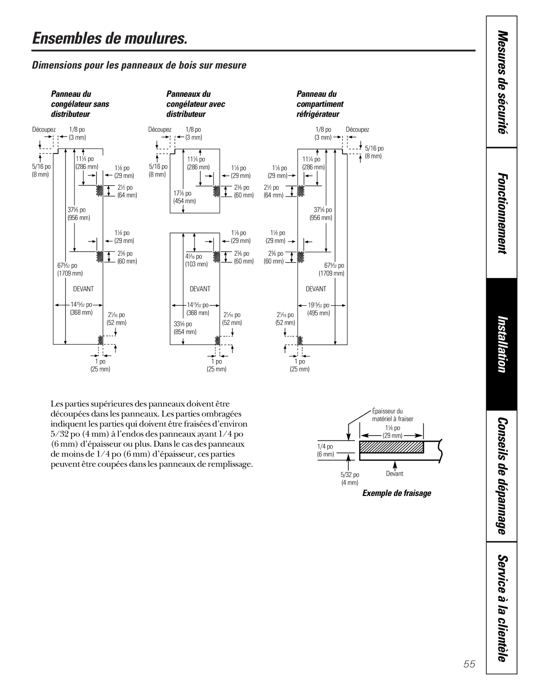 GE 21, 200D2600P001 installation instructions Ensembles de moulures, Conseils de, Dépannage Service à la clientèle 