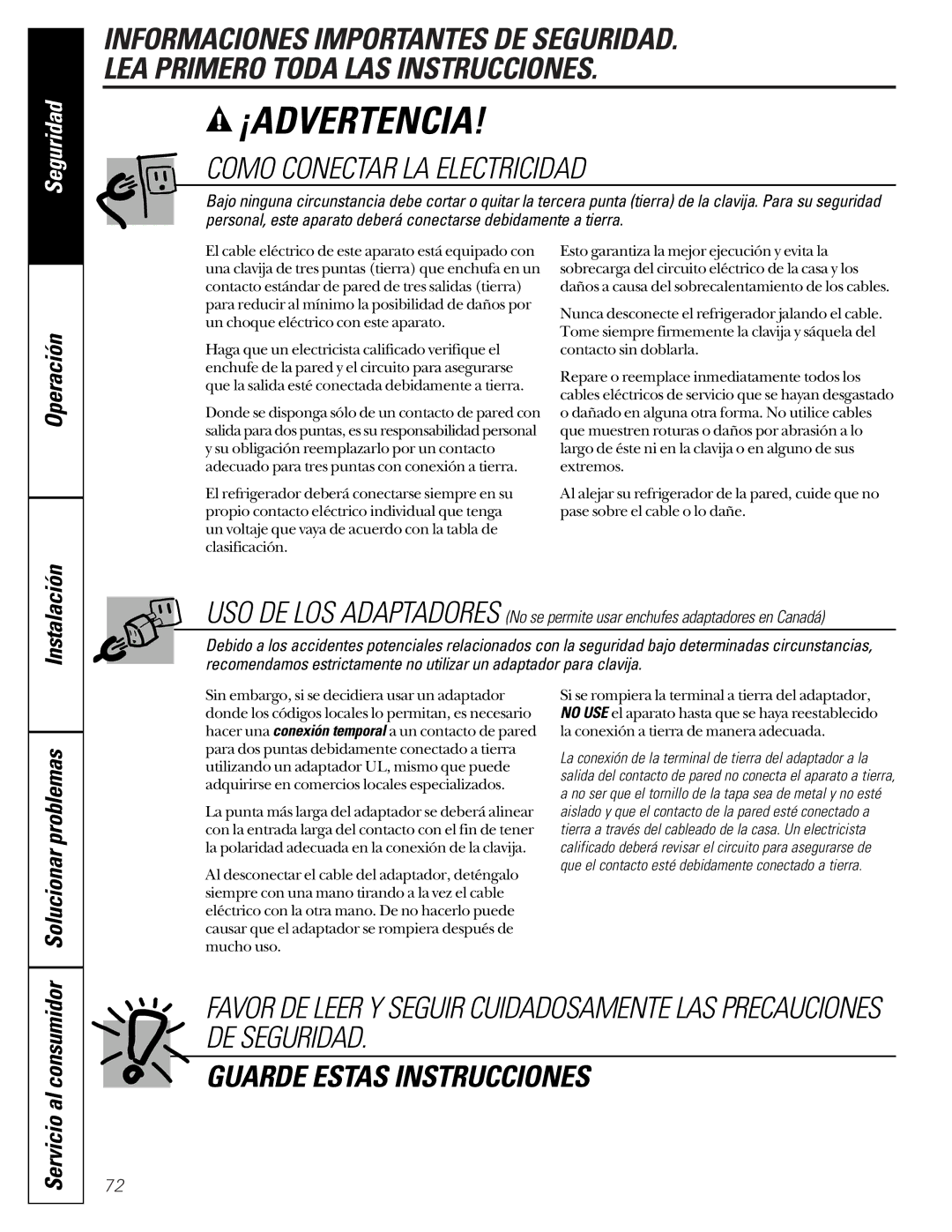 GE 200D2600P001, 21 installation instructions Solucionar problemas, Servicio al consumidor 