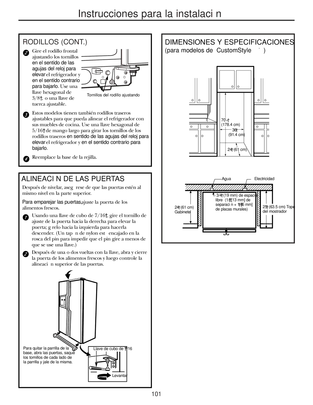 GE 200D2600P010 installation instructions Alineación DE LAS Puertas, Dimensiones Y Especificaciones 