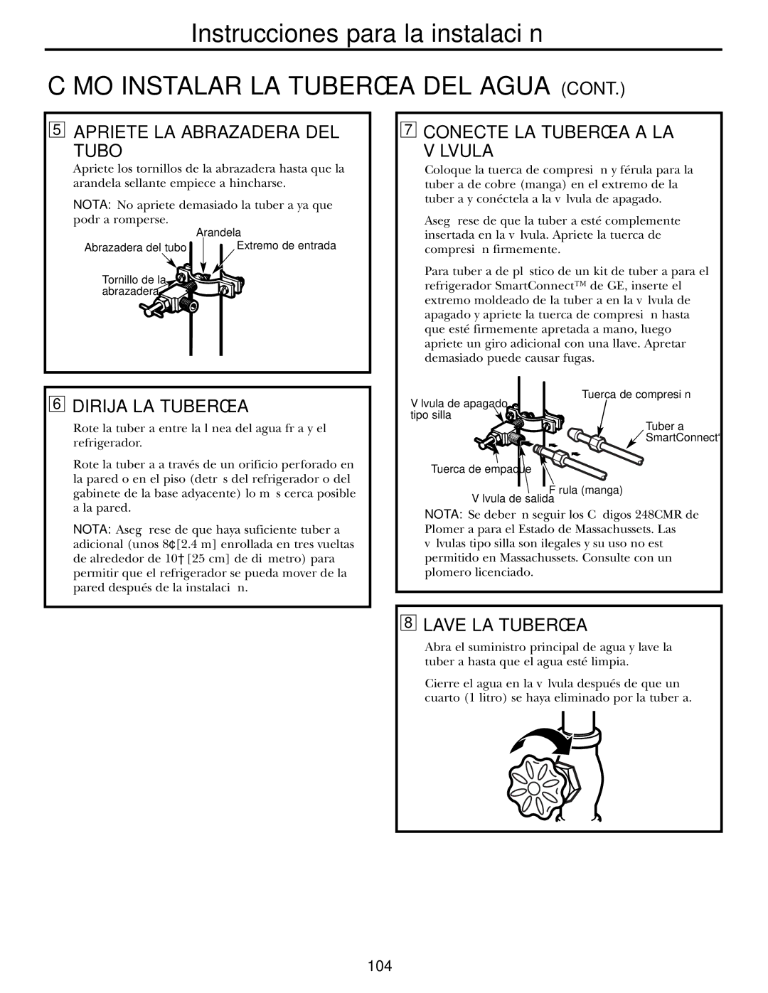 GE 200D2600P010 Apriete LA Abrazadera DEL Tubo, Conecte LA Tubería a LA Válvula, Dirija LA Tubería, Lave LA Tubería 