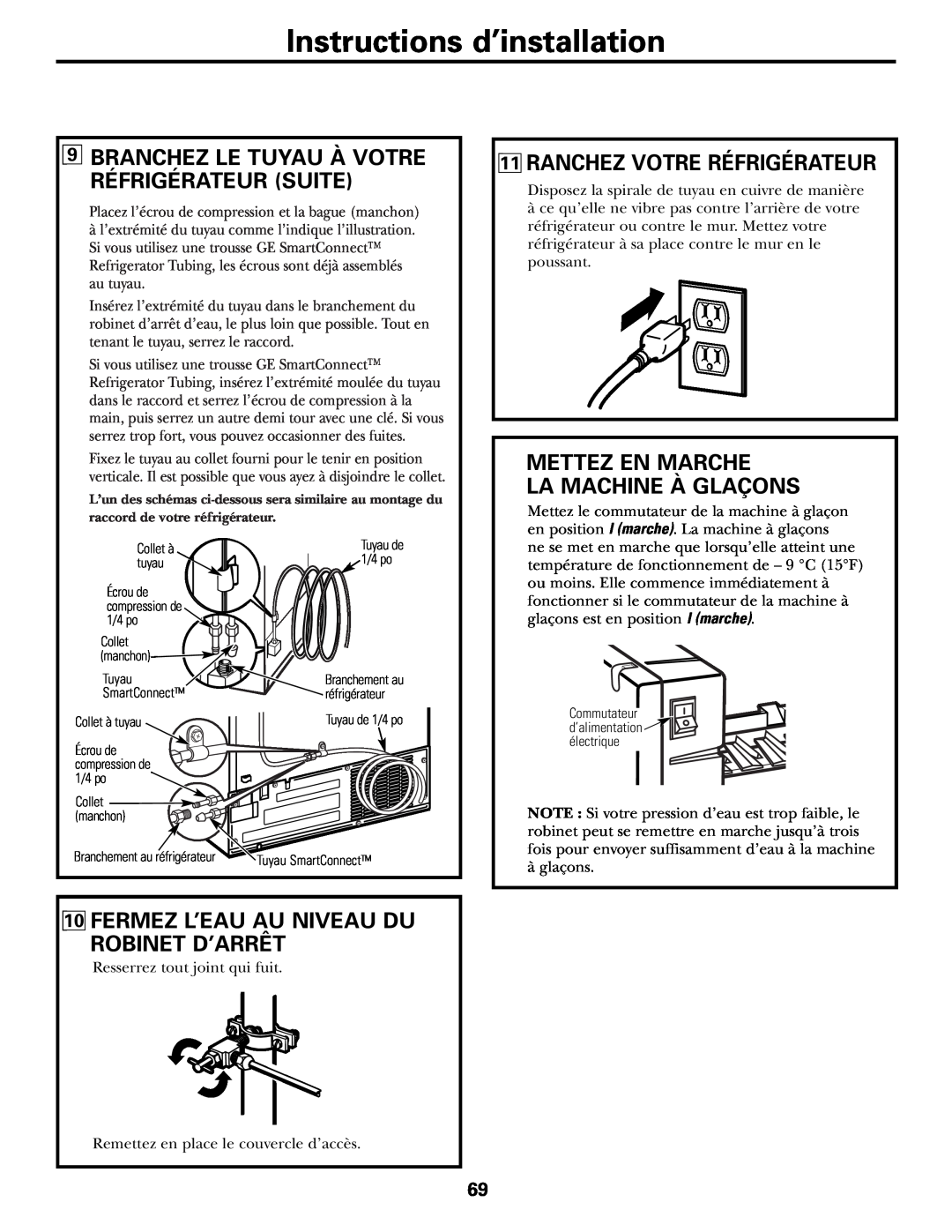 GE 200D2600P010 Fermez L’Eau Au Niveau Du Robinet D’Arrêt, Ranchez Votre Réfrigérateur, Instructions d’installation 