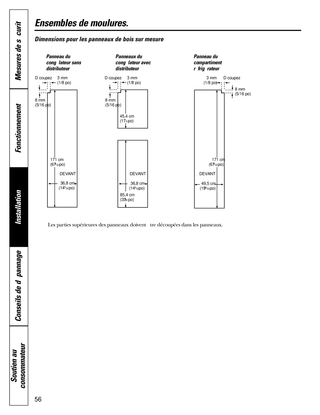 GE 200D2600P015 installation instructions Ensembles de moulures, Conseils de dépannage Soutien au Consommateur 