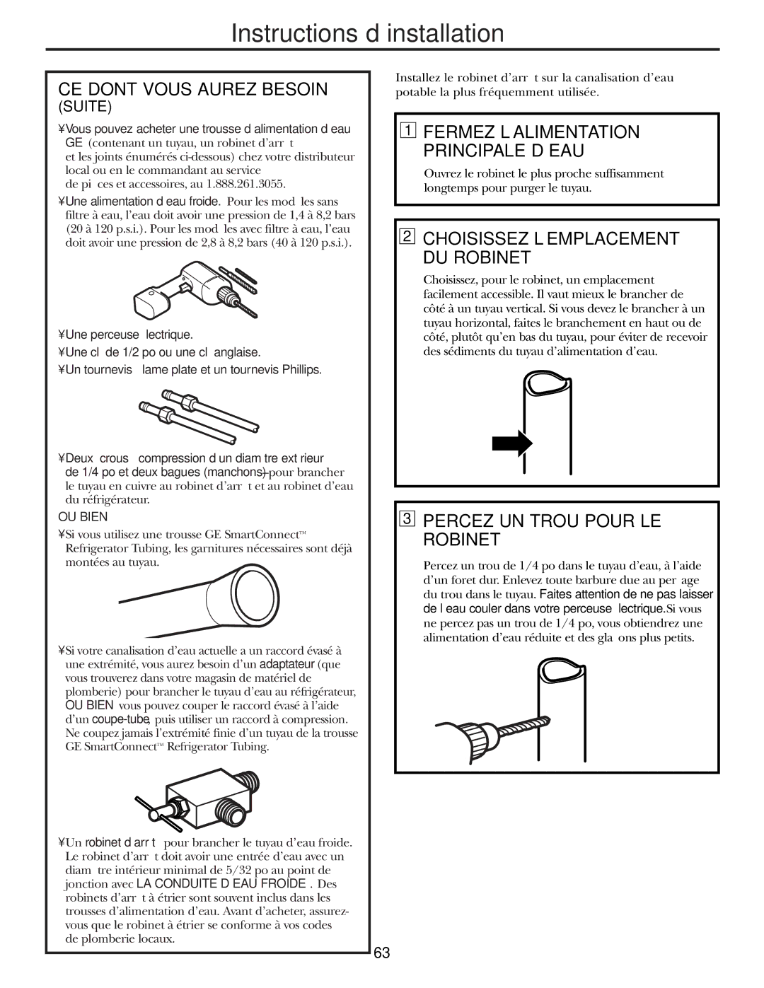 GE 200D2600P015 installation instructions Percez UN Trou Pour LE Robinet, Suite 