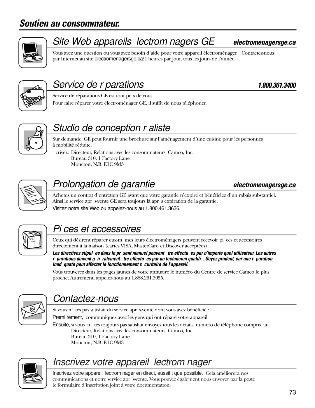 GE 200D2600P015 installation instructions Service de réparations, Prolongation de garantie, Electromenagersge.ca 