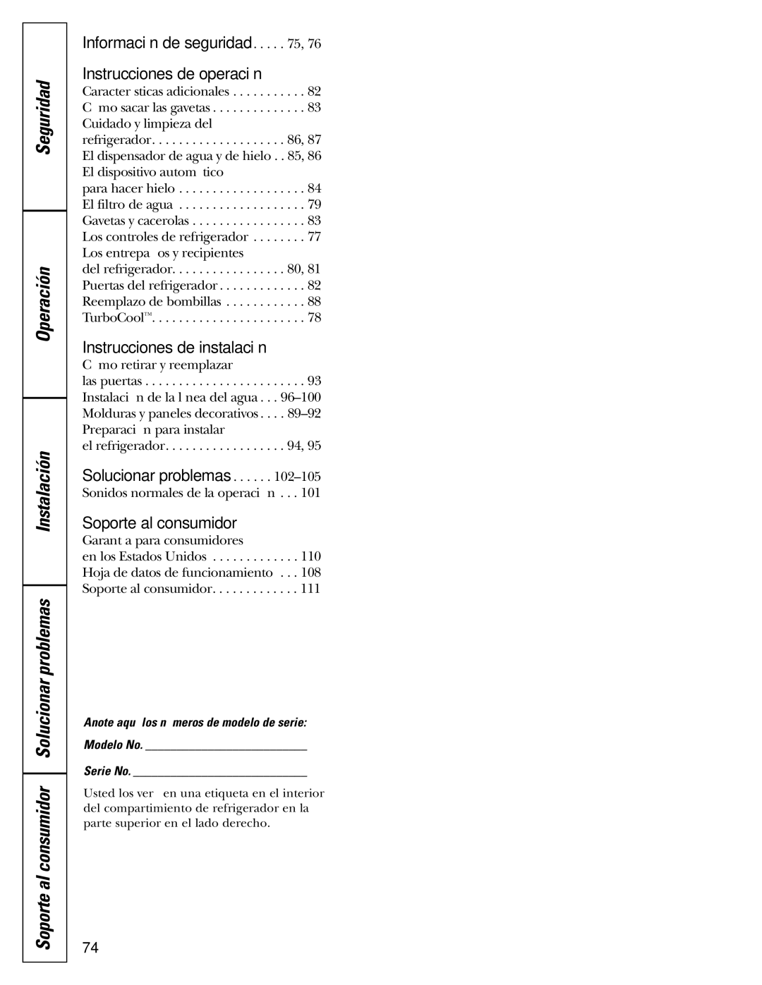 GE 200D2600P015 installation instructions Información de seguridad Instrucciones de operación, Serie No 