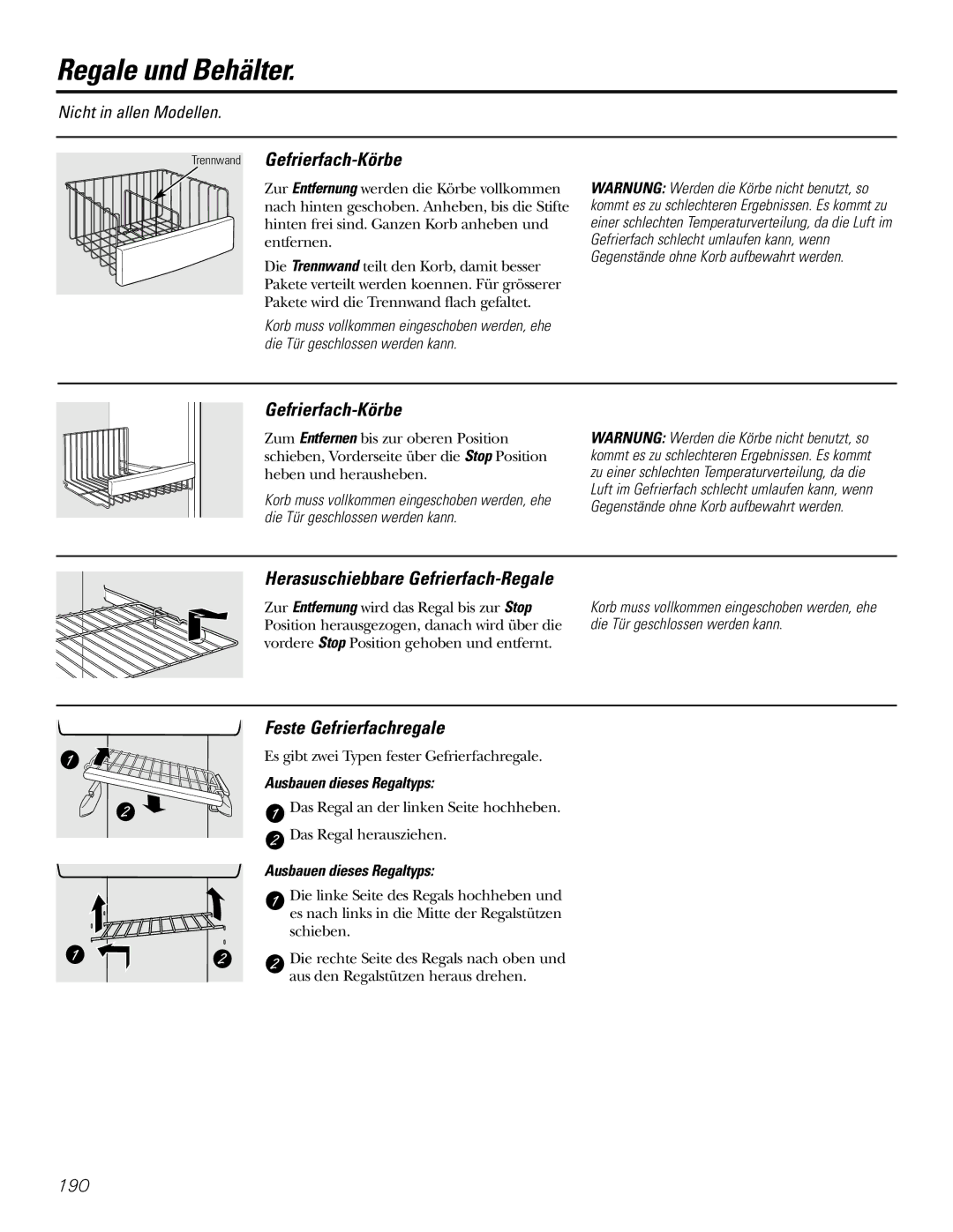 GE 200D2600P031 Trennwand Gefrierfach-Körbe, Herasuschiebbare Gefrierfach-Regale, Feste Gefrierfachregale 