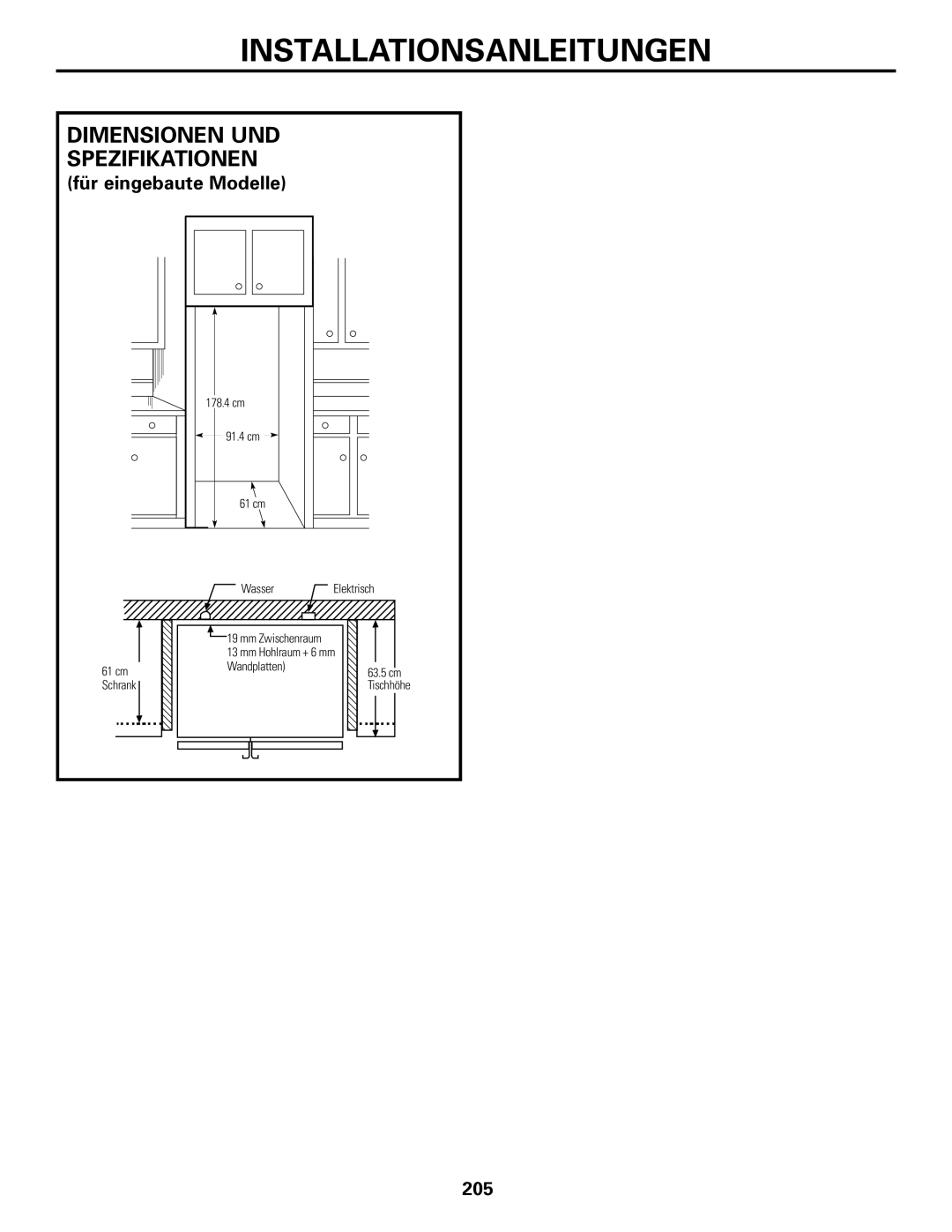 GE 200D2600P031 operating instructions Dimensionen UND Spezifikationen, Für eingebaute Modelle 