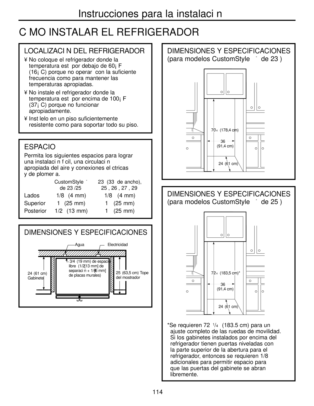 GE 200D2600P039 Cómo Instalar EL Refrigerador, Localización DEL Refrigerador, Espacio, Dimensiones Y Especificaciones 