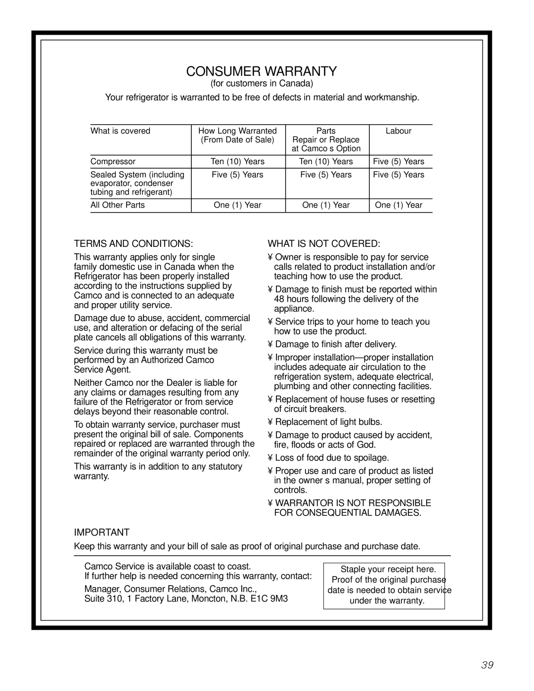 GE 200D2600P039 installation instructions Consumer Warranty 