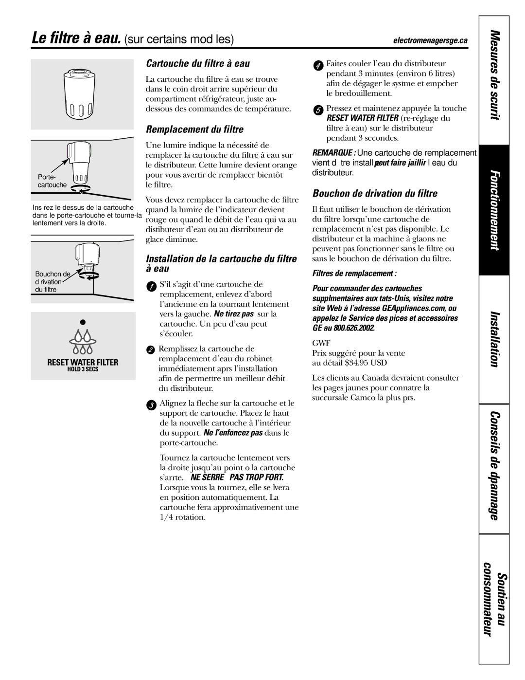 GE 200D2600P039 installation instructions De sécurité, Installation Conseils de dépannage 