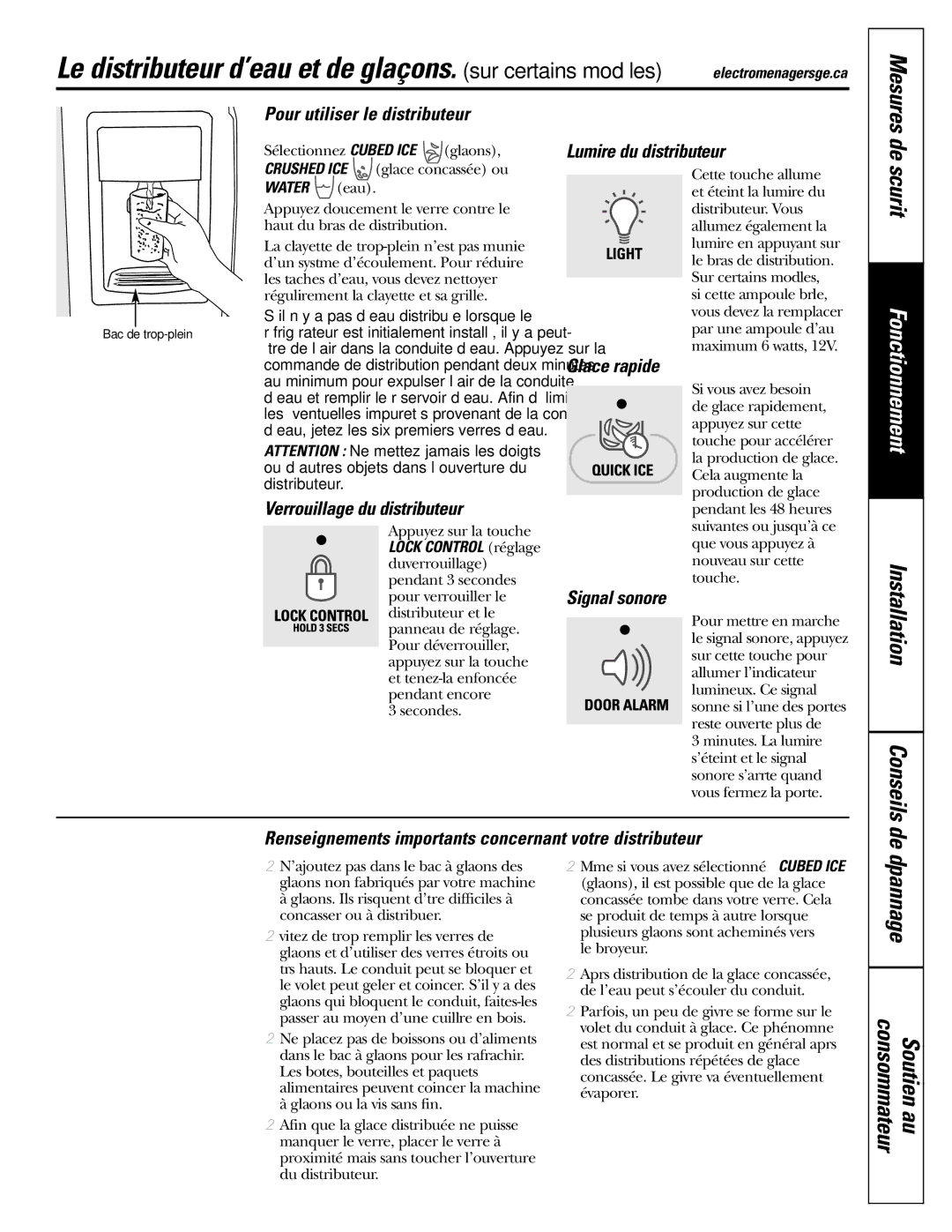 GE 200D2600P039 installation instructions Dépannage Consommateur Soutien au 