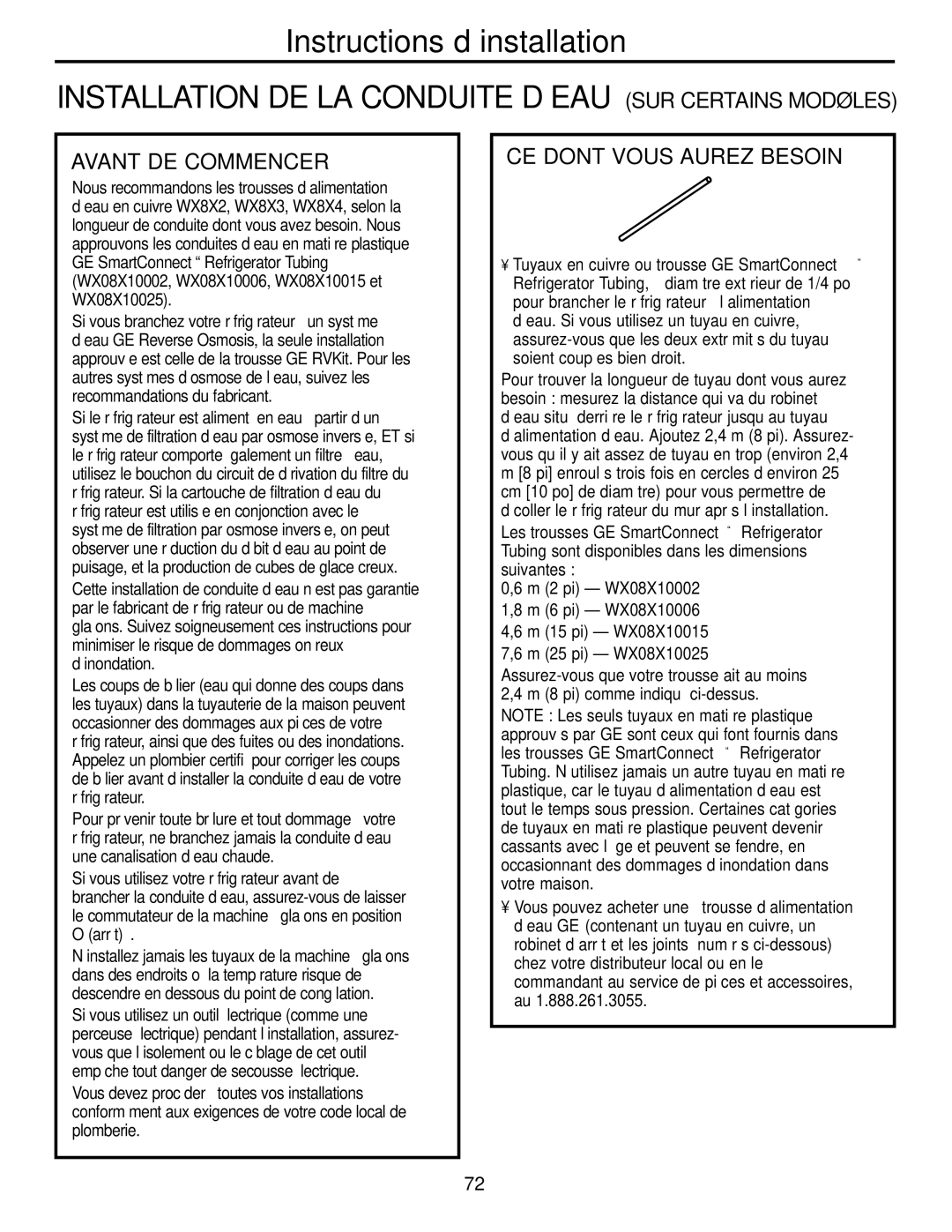 GE 200D2600P043 installation instructions Installation DE LA Conduite D’EAU SUR Certains Modèles, CE Dont Vous Aurez Besoin 