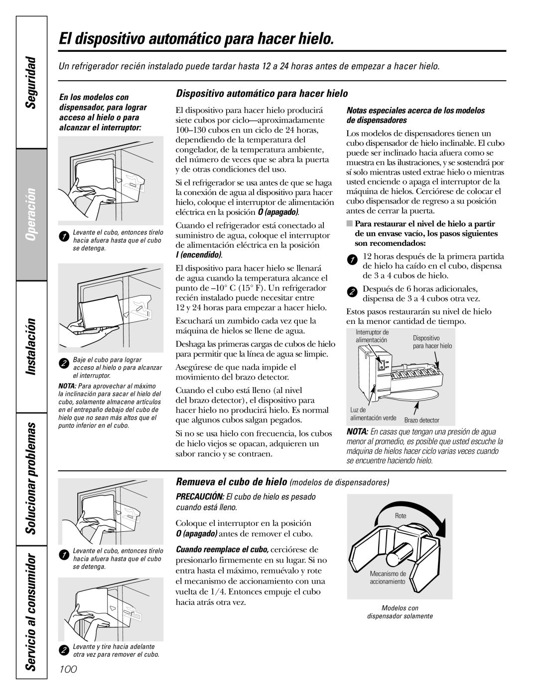 GE 200D8074P017 El dispositivo automático para hacer hielo, Instalación Problemas, Dispositivo automático para hacer hielo 