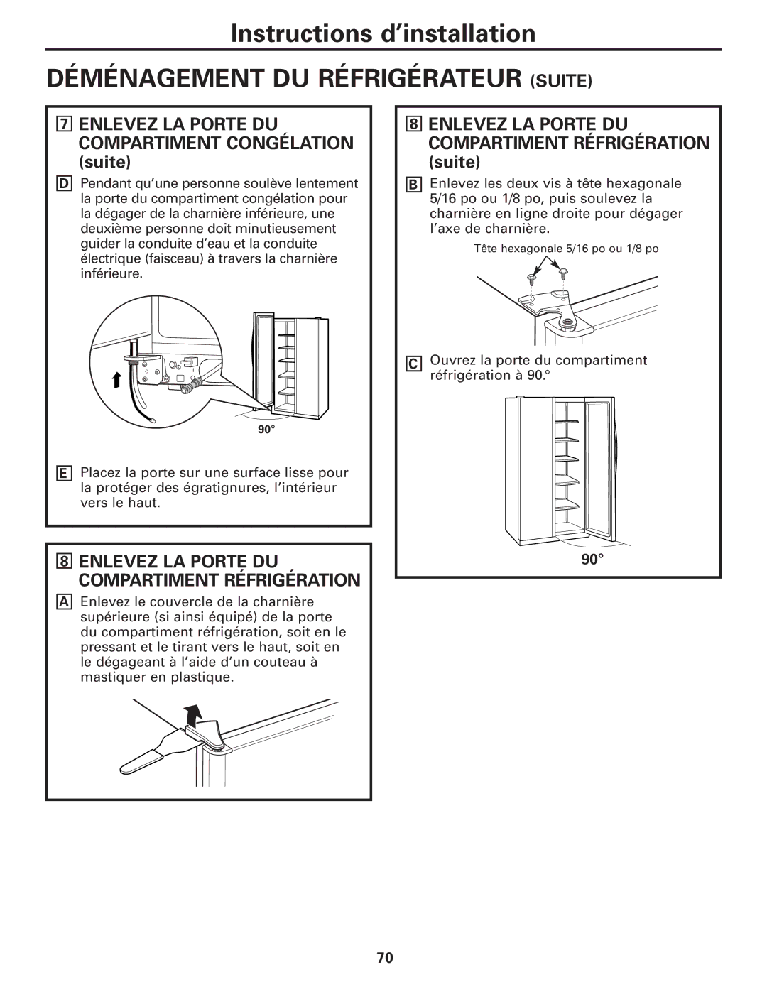 GE 200D8074P017 Déménagement DU Réfrigérateur Suite, Enlevez LA Porte DU Compartiment Congélation suite 