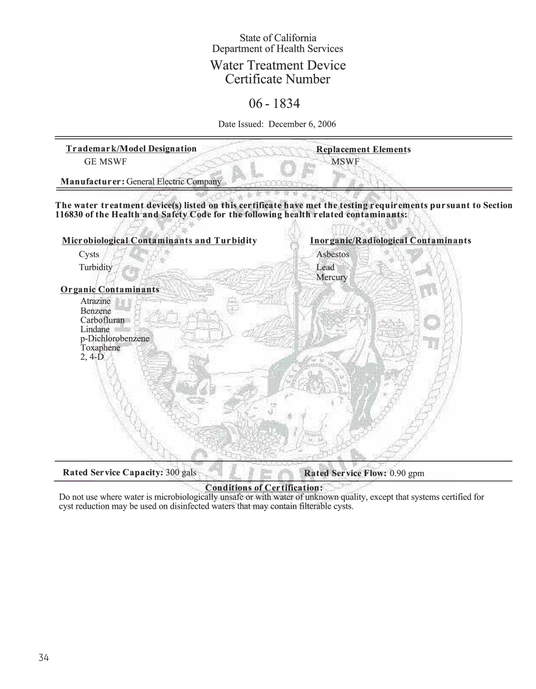 GE 200D8074P039 operating instructions 