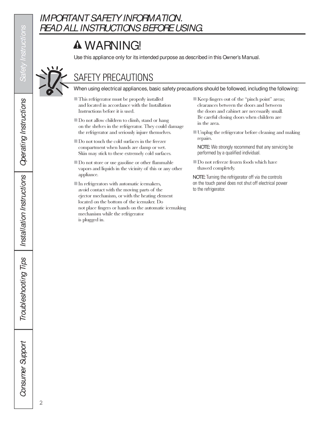 GE 200D8074P044 installation instructions Safety Precautions 