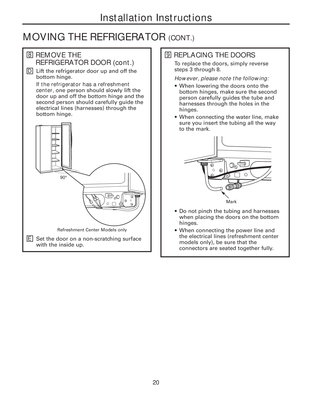 GE 200D8074P044 installation instructions Replacing the Doors, However, please note the following 