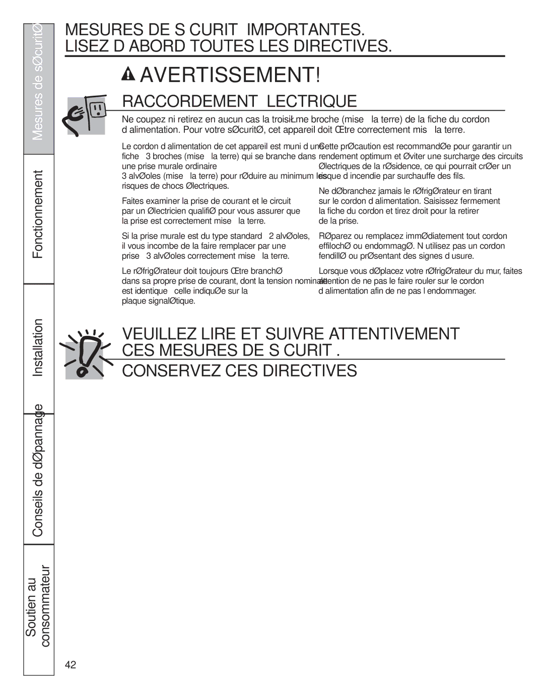 GE 200D8074P044 Raccordement Électrique, Installation Conseils de dépannage Soutien au Consommateur 