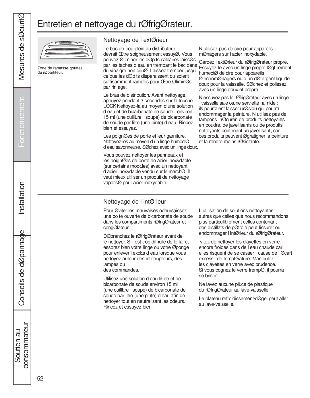 GE 200D8074P044 installation instructions Entretien et nettoyage du réfrigérateur, Mesures de 