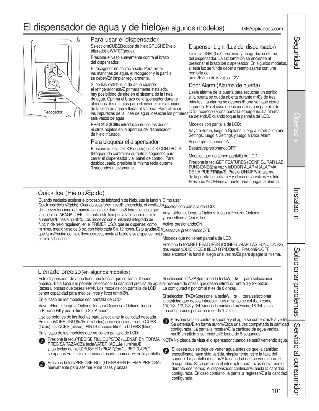 GE 200D8074P050 installation instructions Problemas Servicio al consumidor 