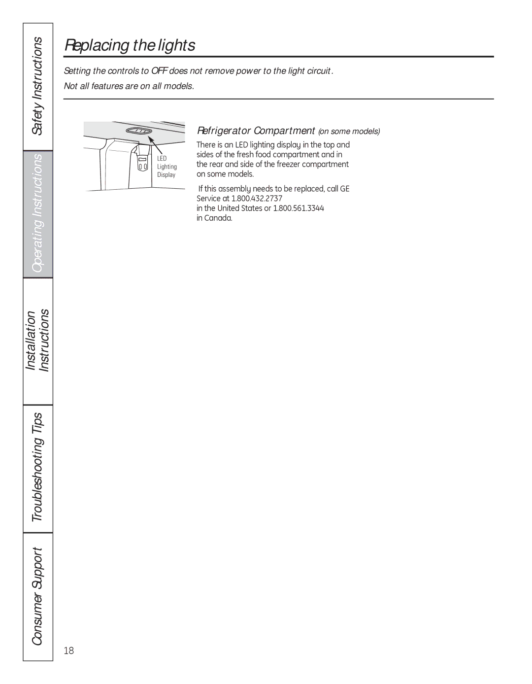 GE 200D8074P050 installation instructions Replacing the lights 