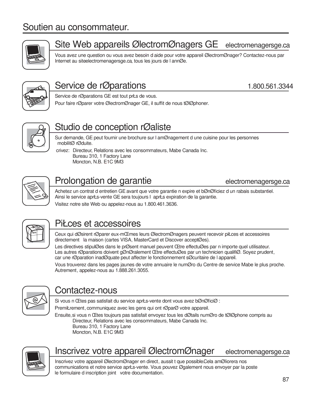 GE 200D8074P050 Service de réparations, Prolongation de garantie, Inscrivez votre appareil électroménager 